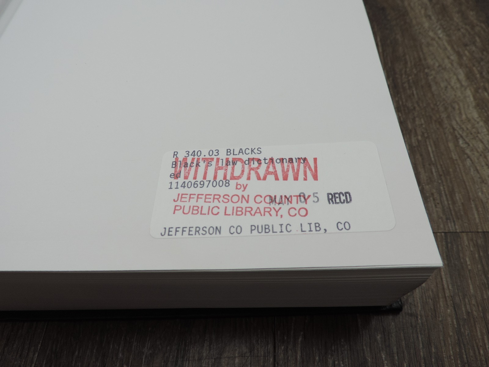 Black’s Law Dictionary Eight Edition 2004 Former Library Book