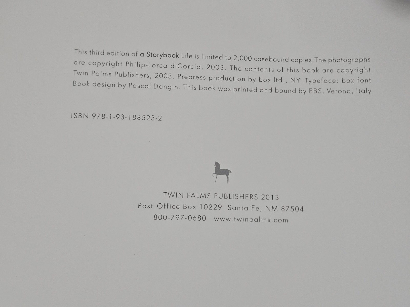 A STORYBOOK LIFE By Philip-lorca Dicorcia Hardcover Limited 3rd Edition Of 2000