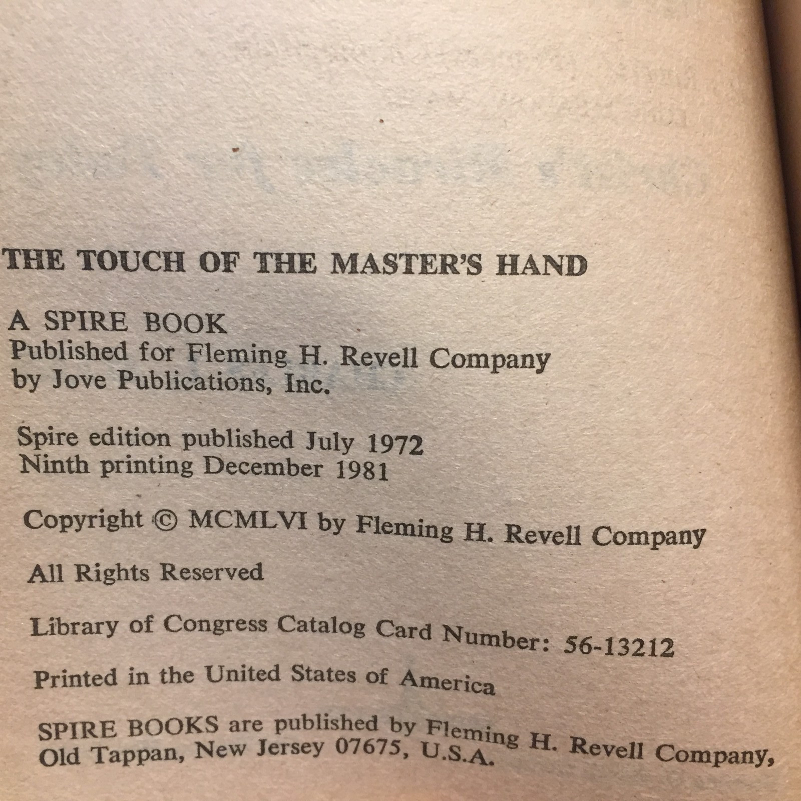 The Touch Of The Master’s Hand Charles L. Allen 1972 Spire Books Christian Book