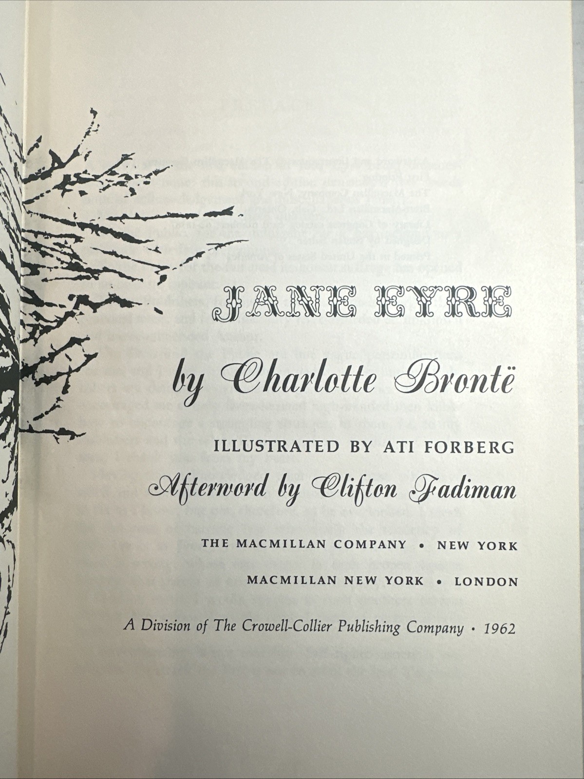 VTG‼ Jane Eyre by Charlotte Bronte 1962 Macmillian Classics First Printing.