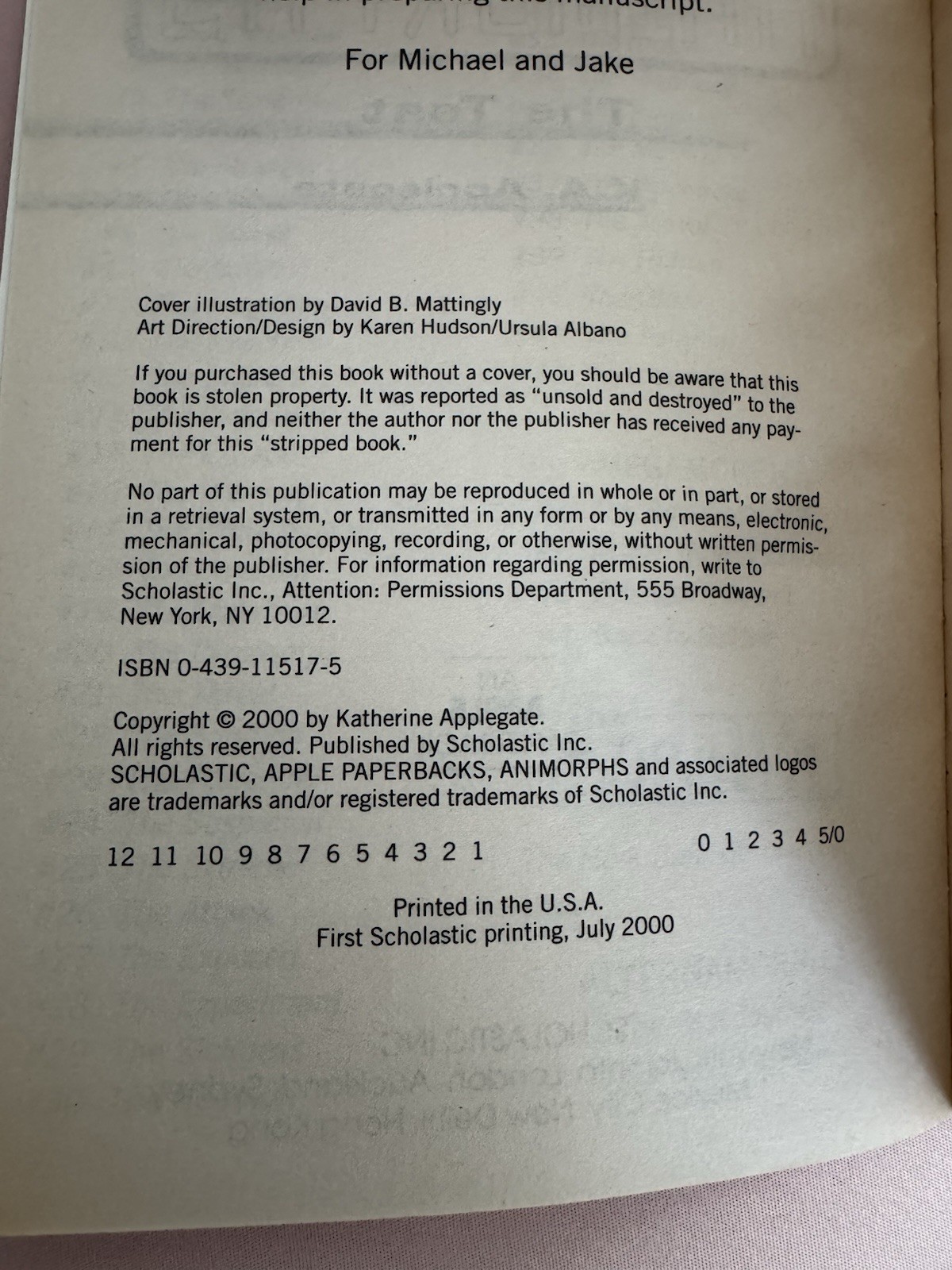 K.A. Applegate Animorphs – #43: The Test First Edition First Printing