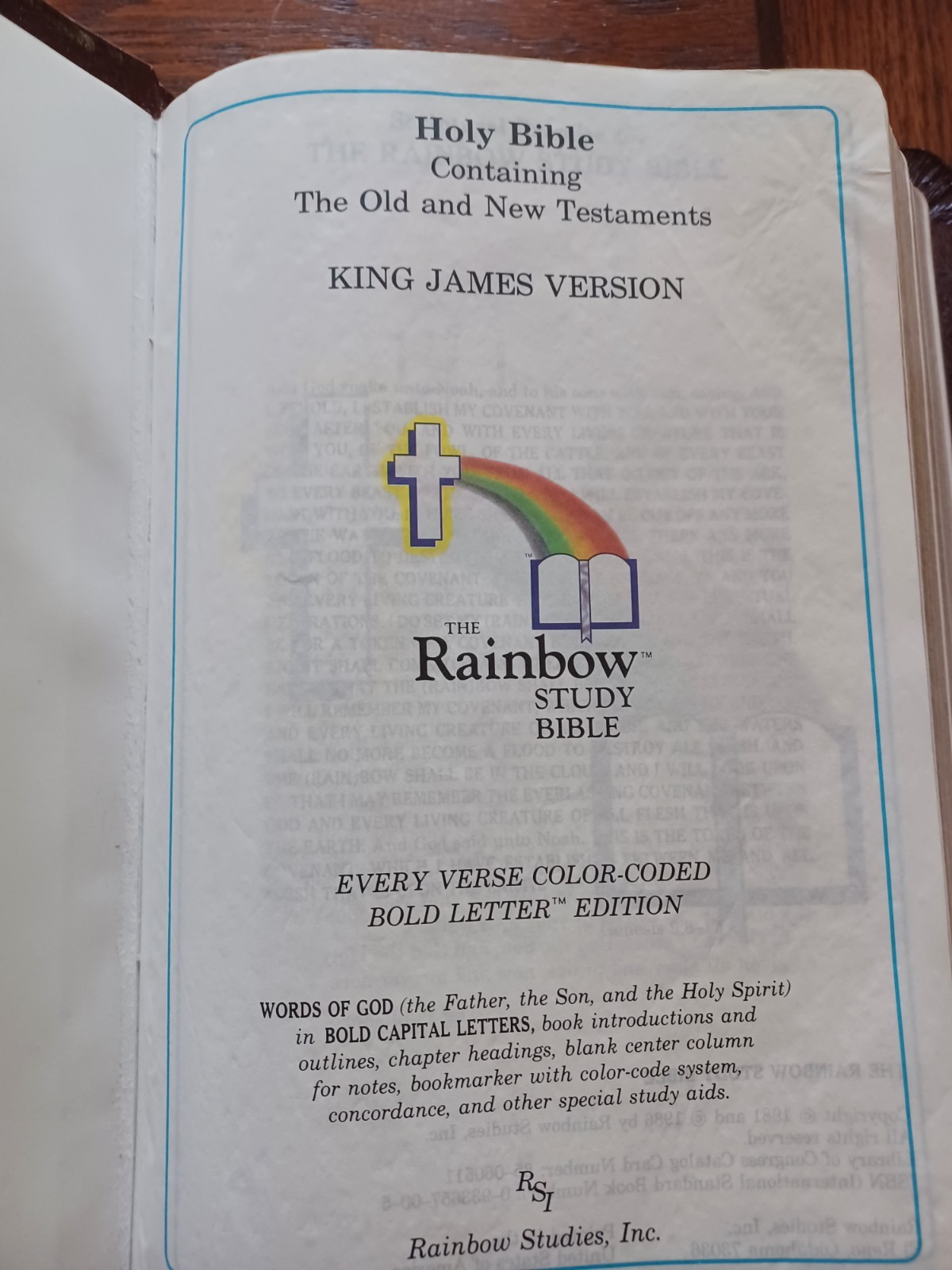 The Rainbow Study Bible KJV 1986 Bold Letter Edition Color-Coded W/ Bookmark