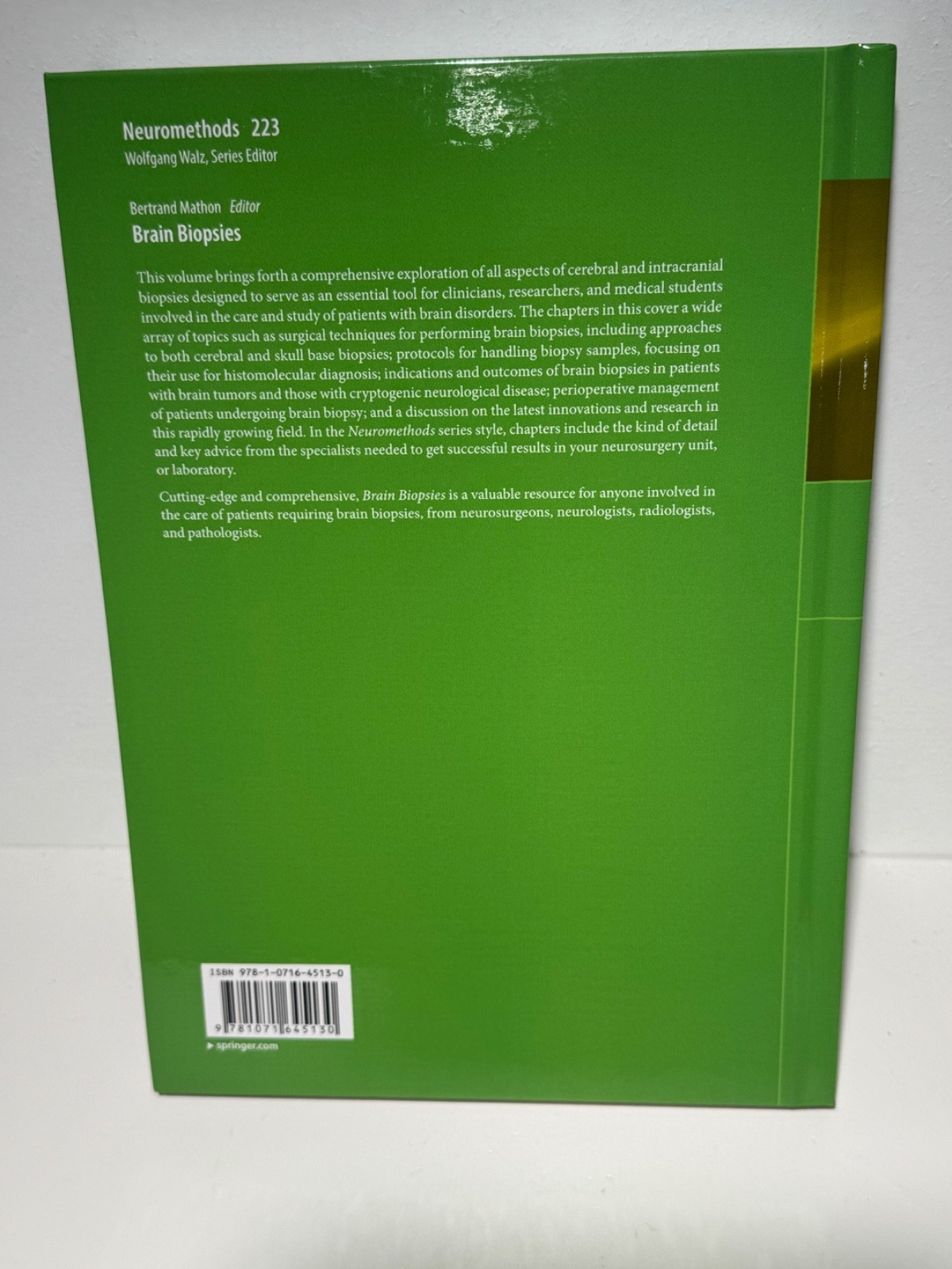 Brain Biopsies by Bertrand Mathon Hardcover Book Springer Protocols Brand New