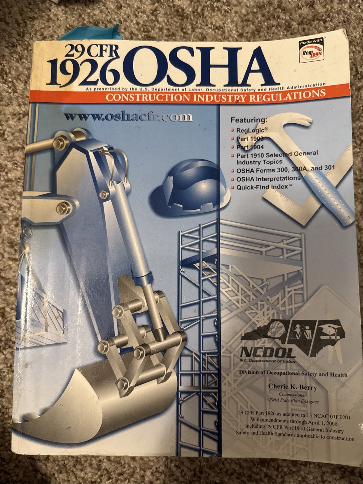 NCDOL OSHA DICTIONARY 1926 CONSTRUCTON SOFTCOVER
