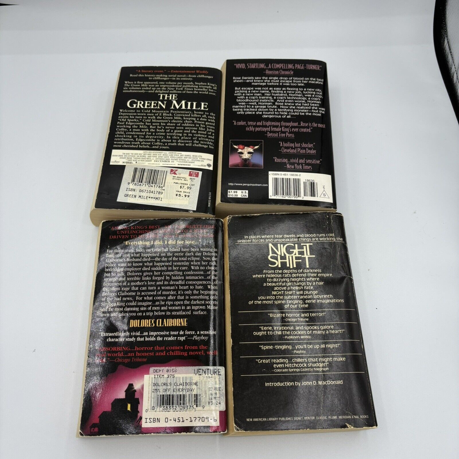 Stephen King Paperback Lot of 4 Horror Rose Madder Night Shift Delores Green E4