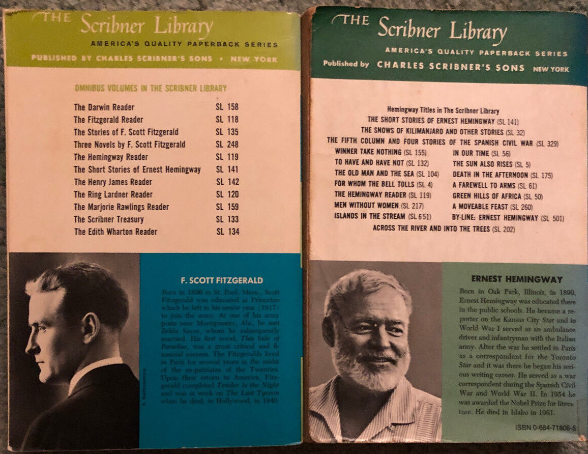 Classic Literature, Scribner Omnibus’, Hemingway (short stories) & Fitzgerald