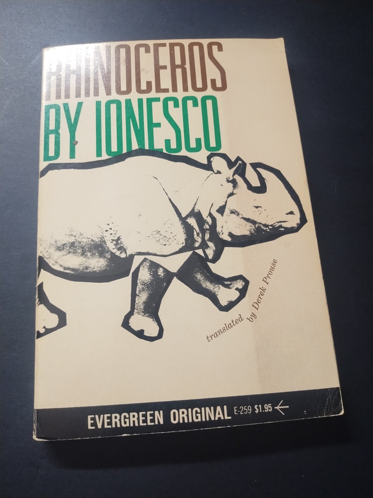 Rhinoceros Ionesco 1960 First Evergreen Edition Absurdist Drama Grove Press