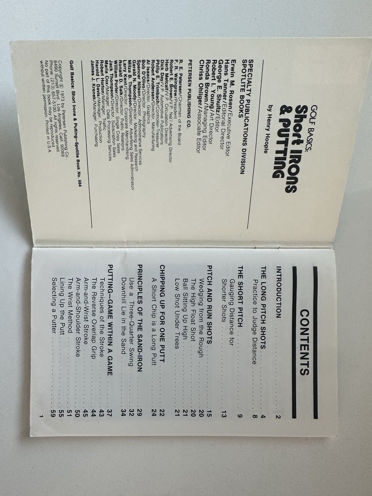 Golf Basics: Short Irons & Putting Petersen Spotlite PB Illus 1973 Hoopole