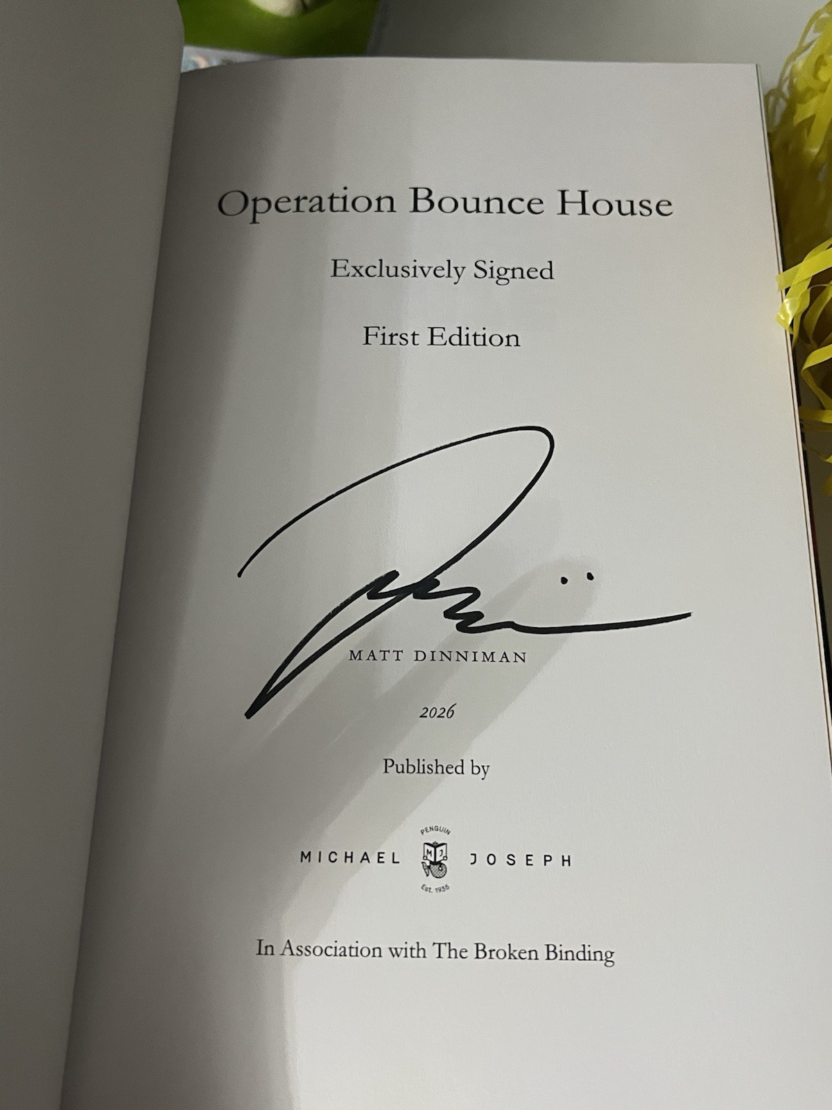 Operation Bounce House by Matt Dinniman, Signed Broken Binding Exclusive Edition