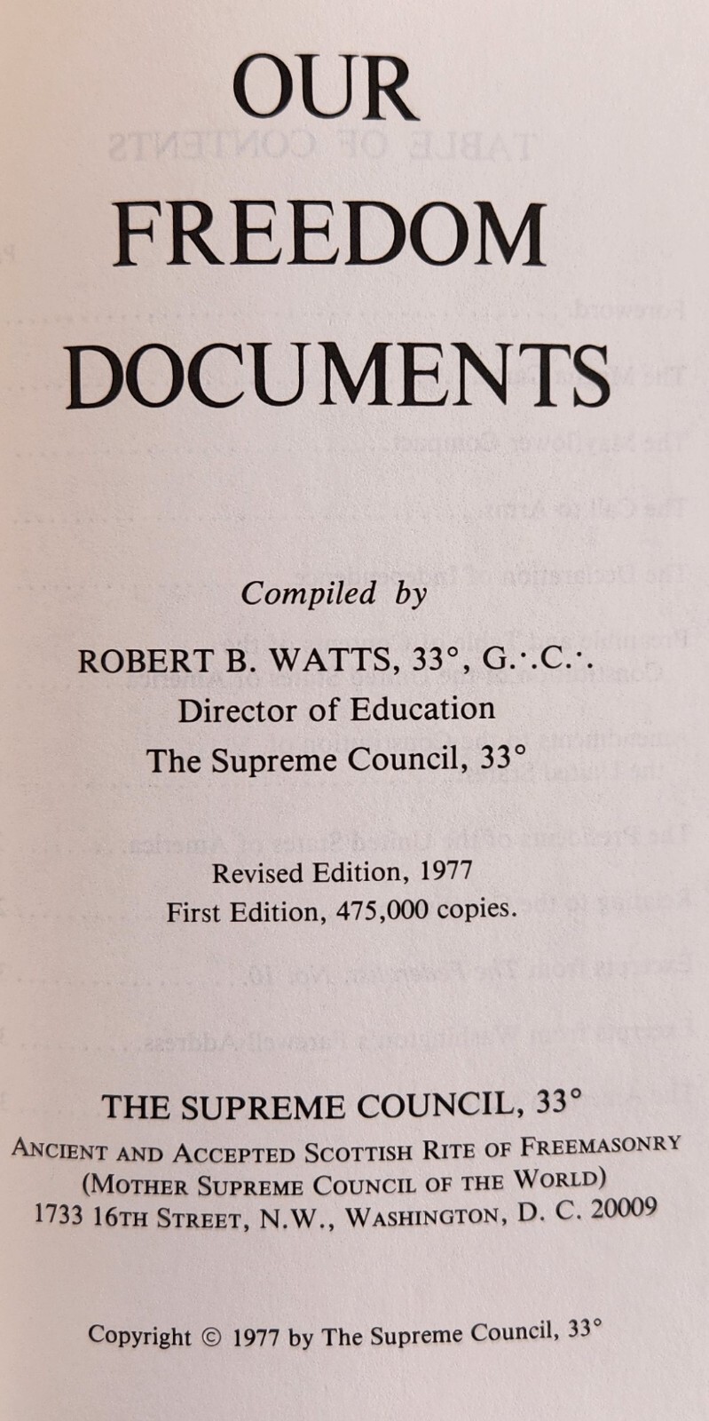 Dynamic Freedoms Our Freedom Documents 1977 Hardcover Revised Edition 136 Pages