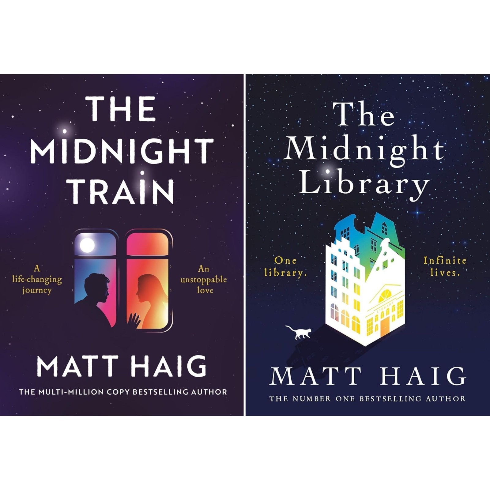 The Midnight World�2 book series Set The Midnight Library, Train by Matt Haig PB