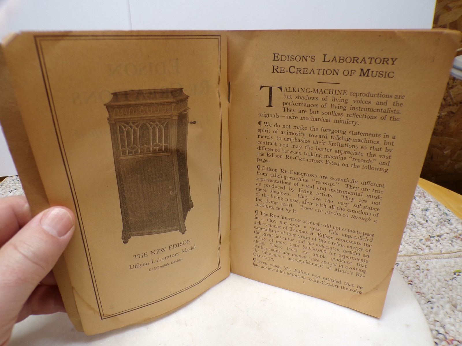 1900s Edison Phonograph Postcard & 1922 Thomas Edison Re-Creations Music Book
