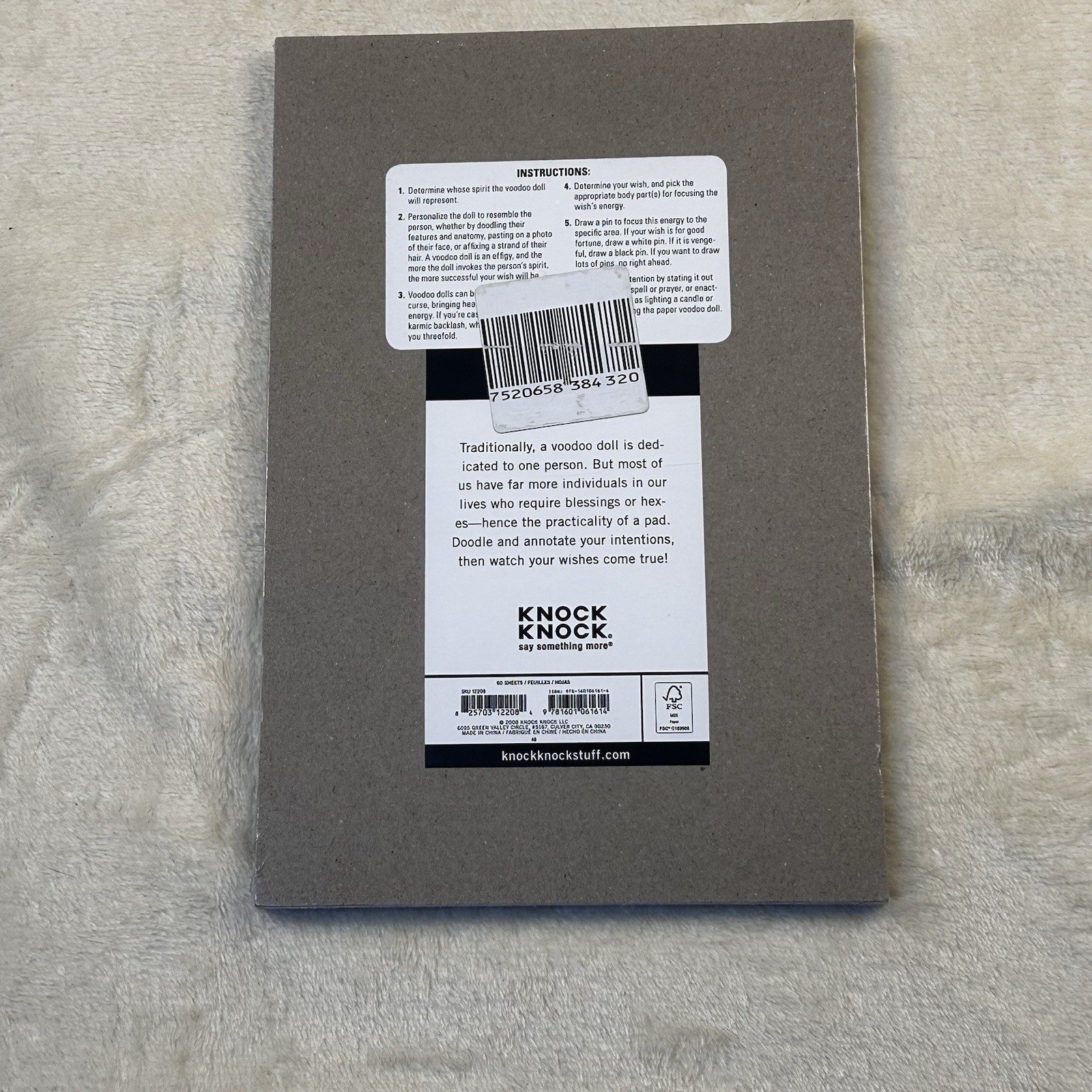 Knock Knock Paper Voodoo Note Pad 6 x 9 inches