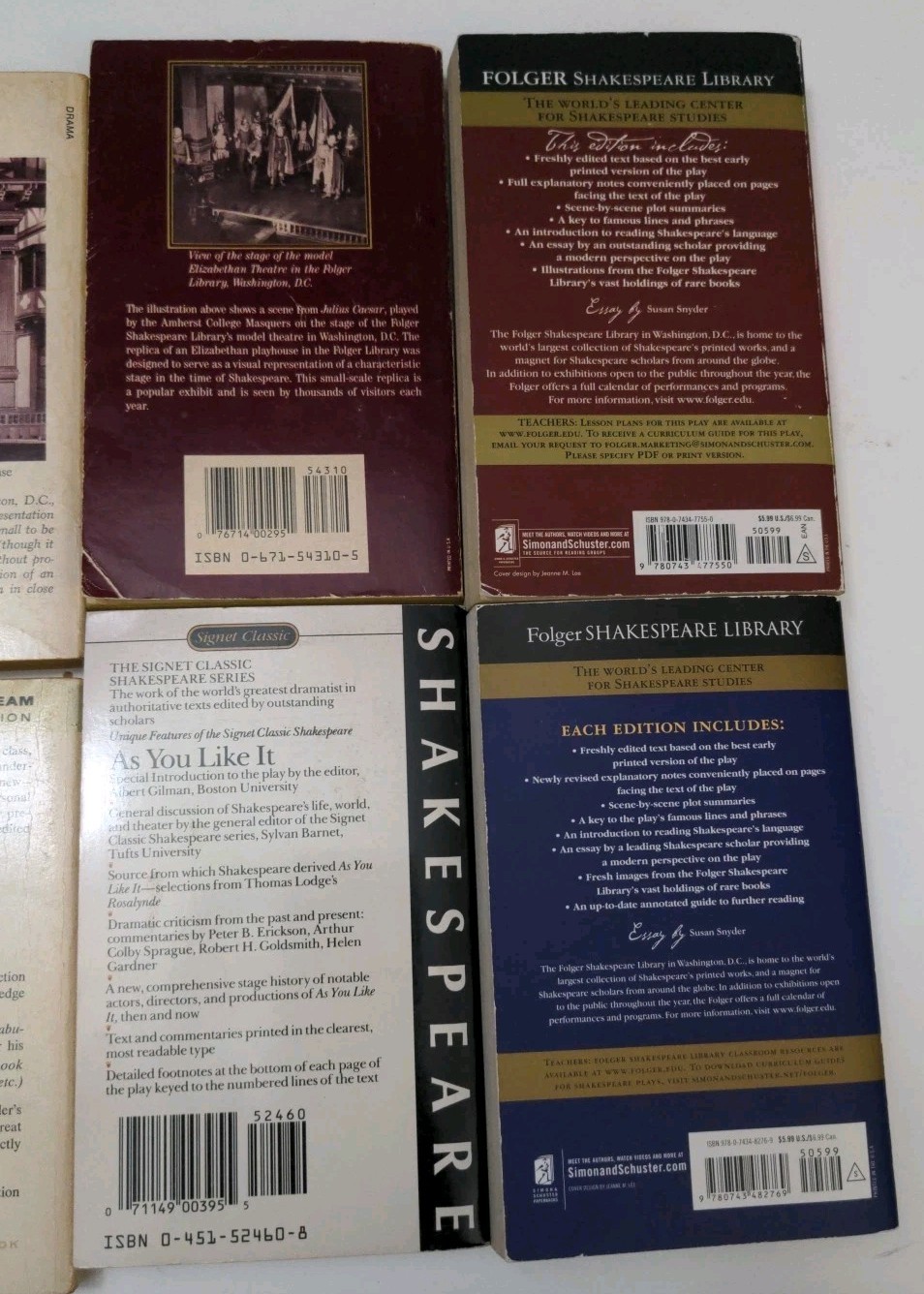 Lot of 8 Folger Library General Reader’s/Signet Classics SHAKESPEARE Books