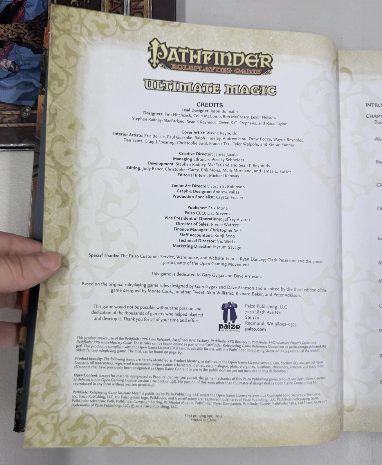 Pathfinder Roleplaying Game : Ultimate Magic by Paizo Inc – 1st Printing