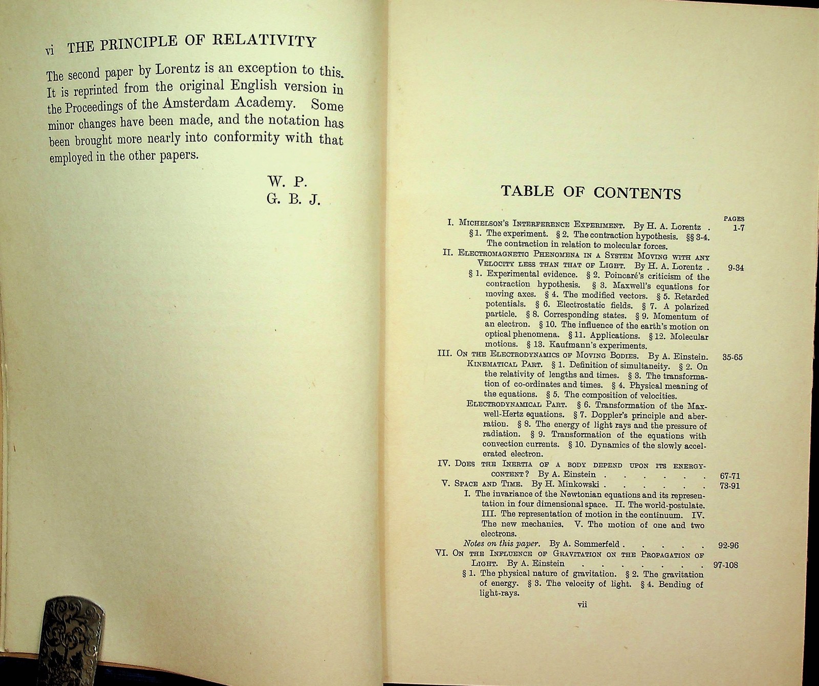 The Principle of Relativity Einstein Lorentz Minkowski Weyl 1923 Dodd Mead