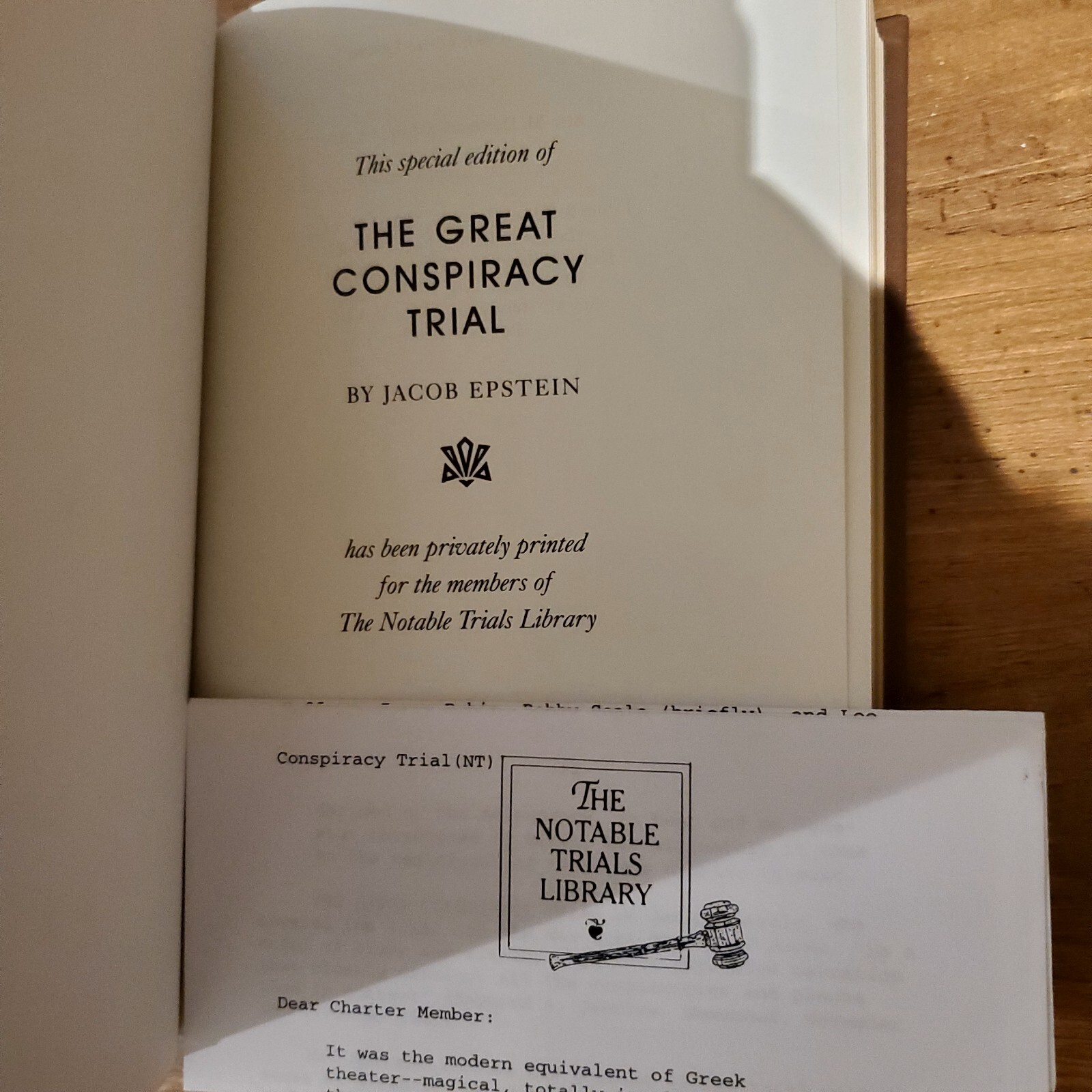 The Great Conspiracy Trial : BY EPSTEIN, NOTABLE TRAILS LIBRARY, LEATHER BOUND