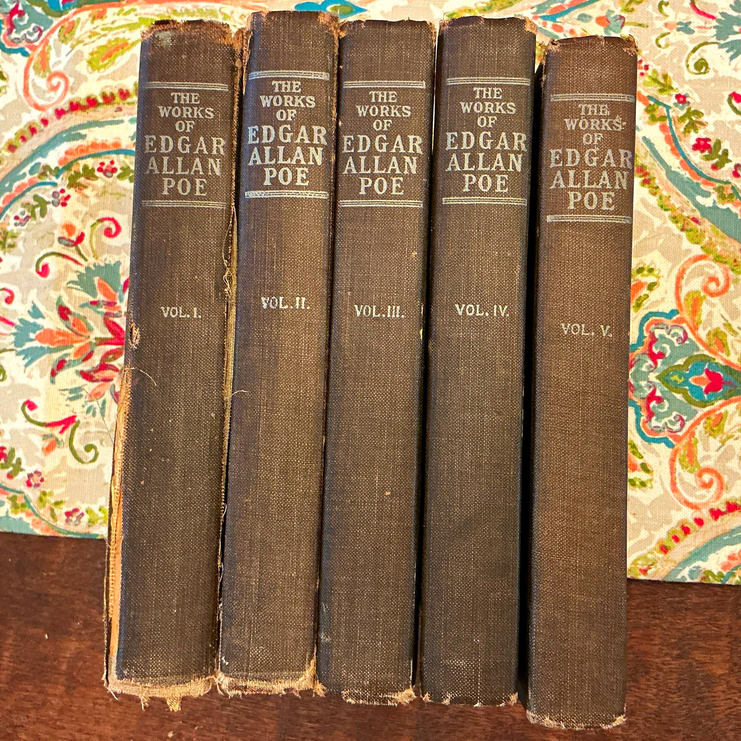 Edgar Allan Poe Works Raven Edition 5 Vol Set P.F. Collier Antique HC