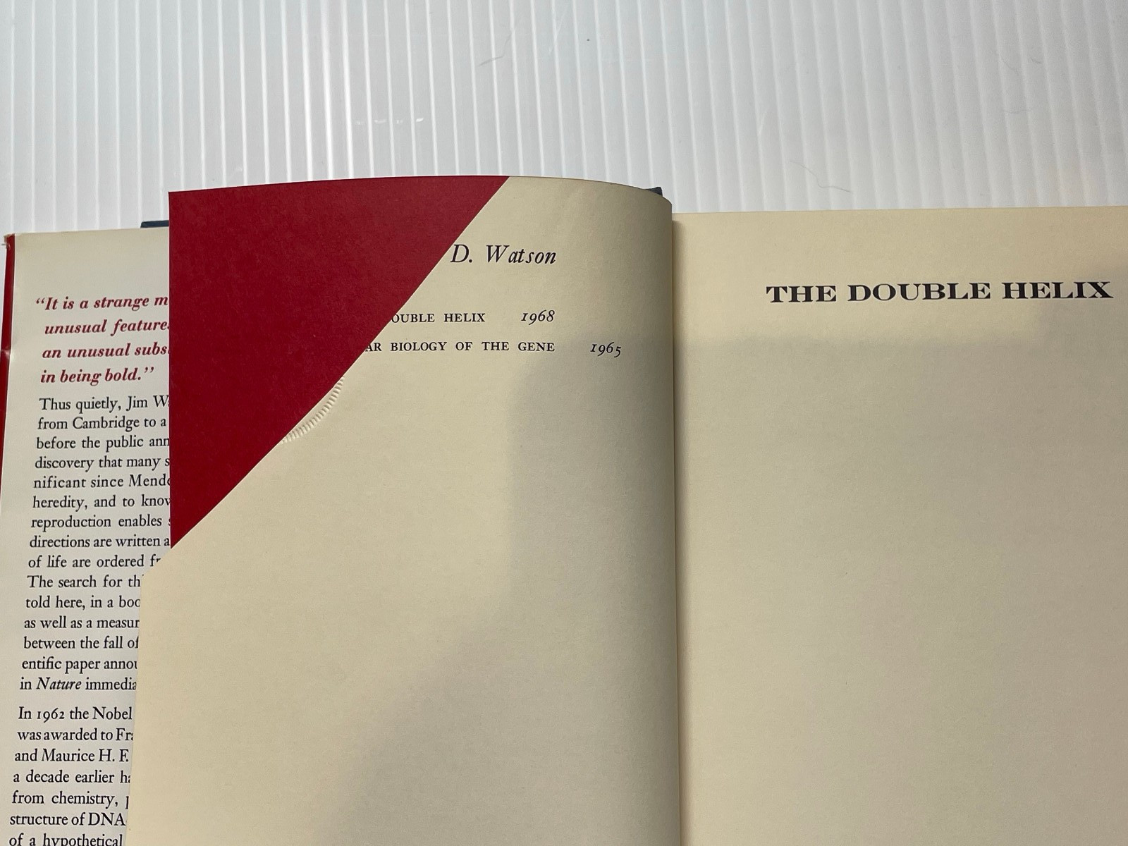 The Double Helix – James D. Watson – First Printing, Atheneum, 1968