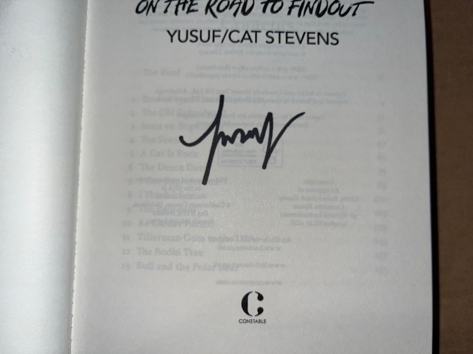 Cat Stevens Signed Autographed Book Memoir On The Road To Findout