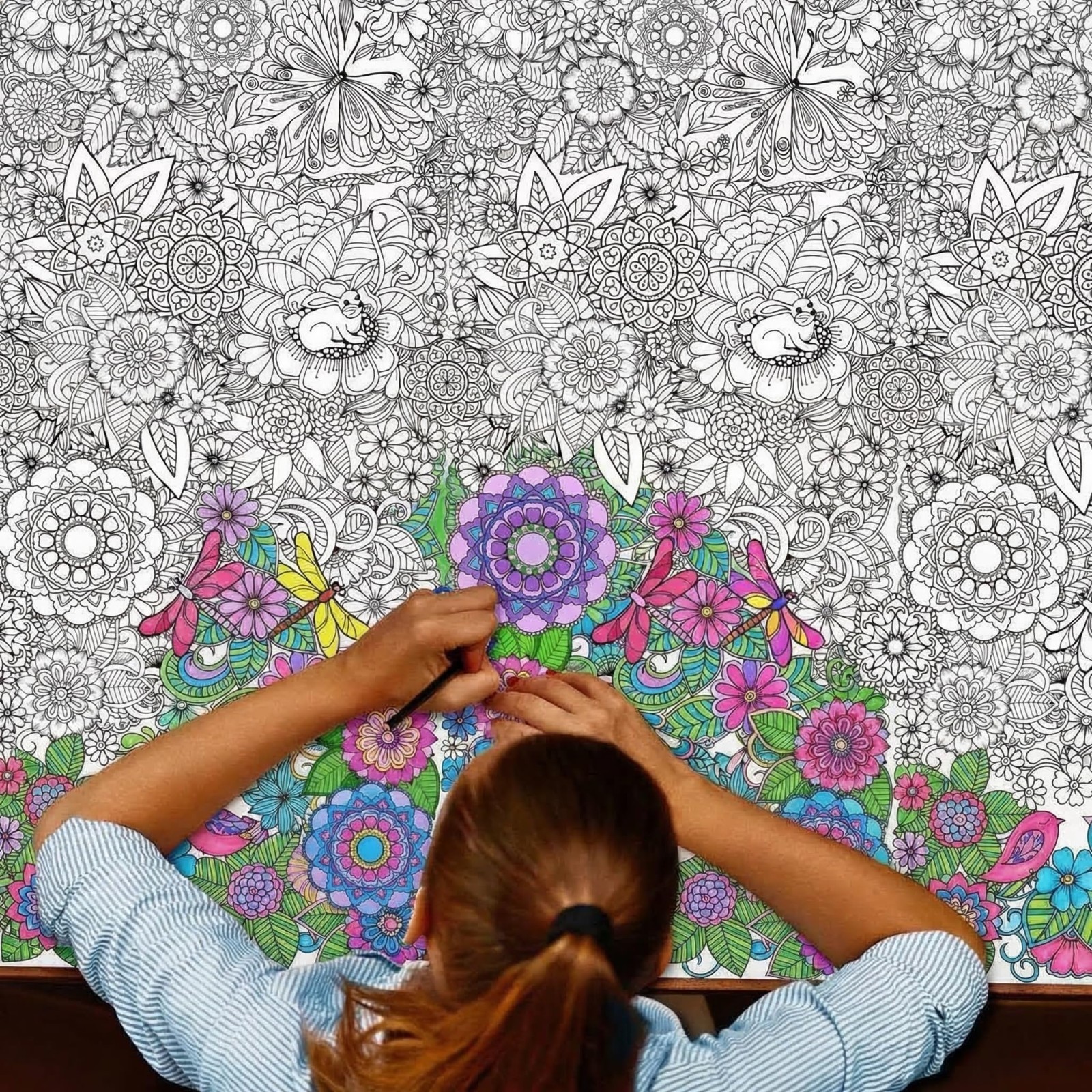 3 Pcs Jumbo Mandala Coloring Posters – Giant DIY Tablecloths for Arts & Crafts