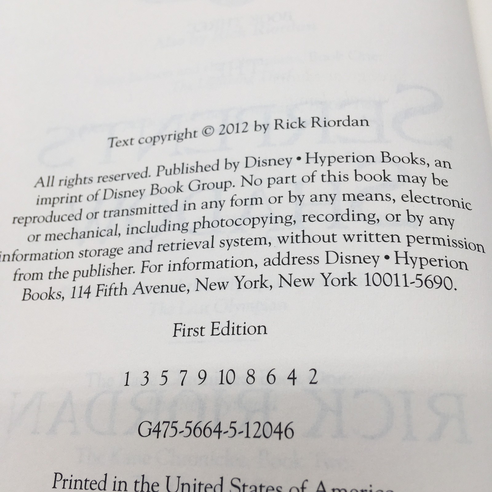 The Serpent’s Shadow by Rick Riordan (2012~HardcoverDJ~First Edition~New)
