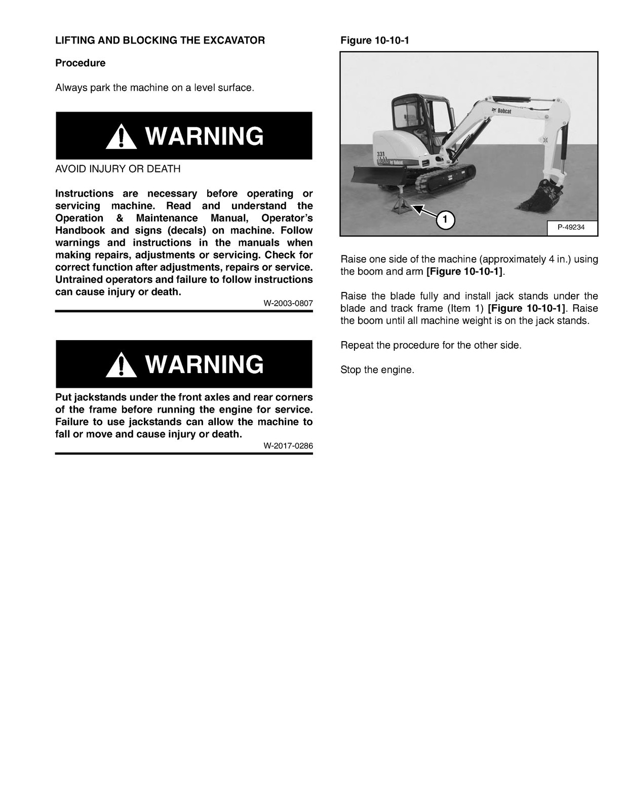 BOBCAT 331 331E Compact Excavator Service Manual SN AACS11001 Up, FOLDOUTS