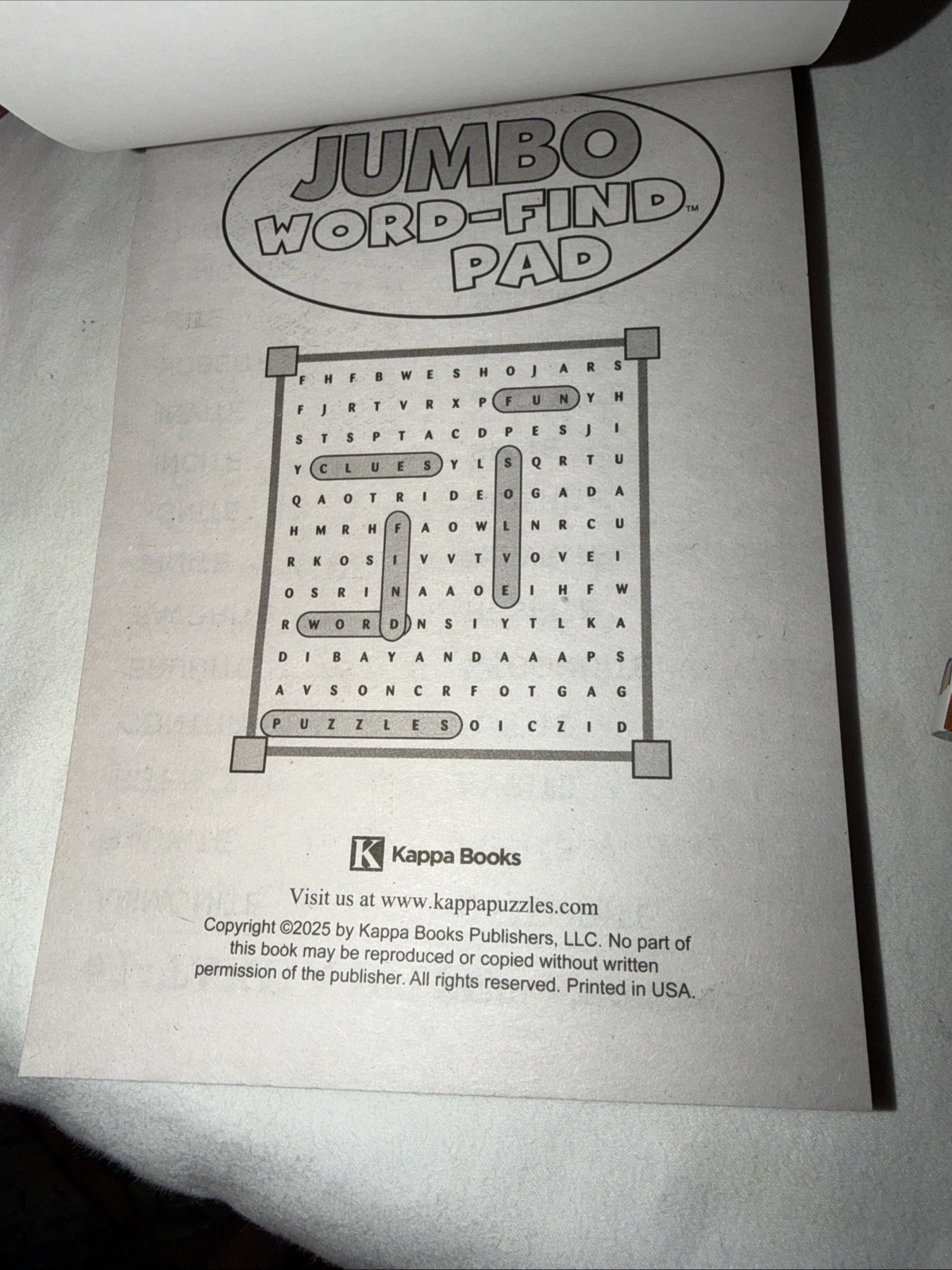 KAPPA Word-Find Pocket Puzzle Volume 182 Pages 162 W/ 73 Puzzles Large Print NEW