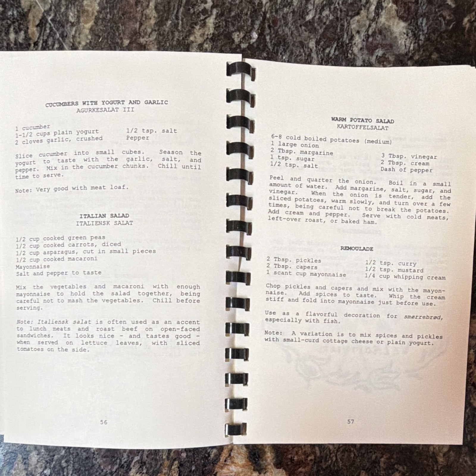 The Danish Club of Tucson Danish Recipes Cookbook Paperback Ring/Wire Bound