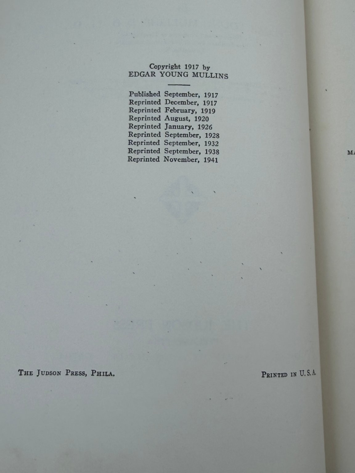 Christian Religion Doctrinal Expression Mullins 1941 Theology Judson Press