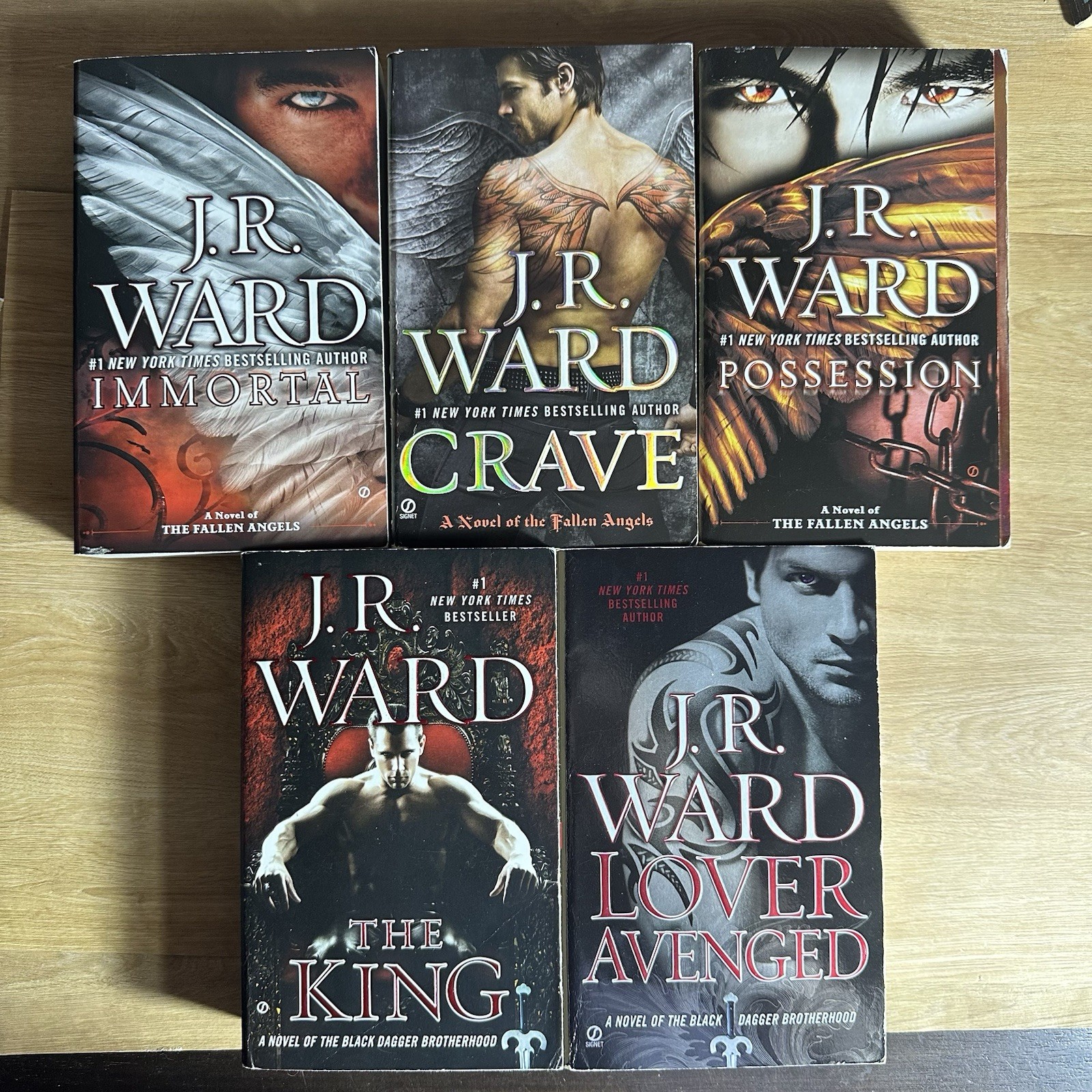 J.R. Ward Paperback Book Lot Fallen Angels Black Dagger Brotherhood Romantasy