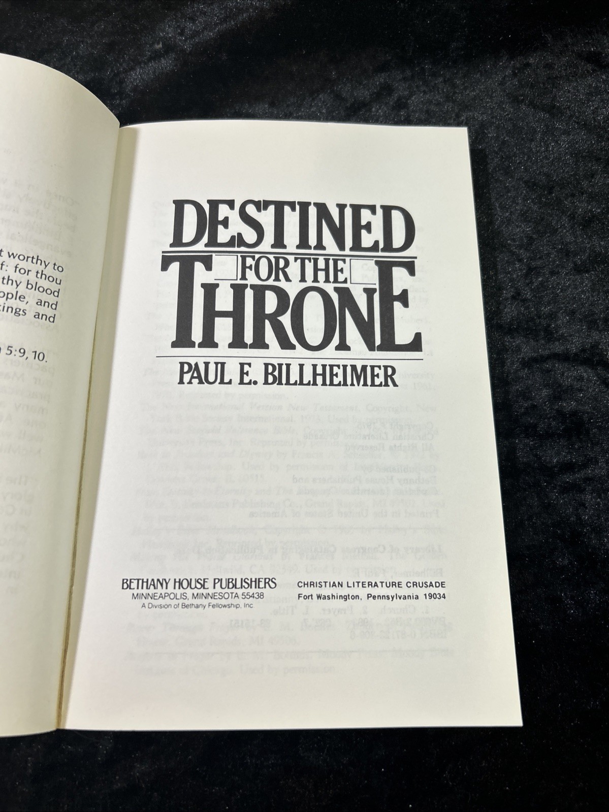 Destined for the Throne – Paul E. Billheimer – 1975 p/b