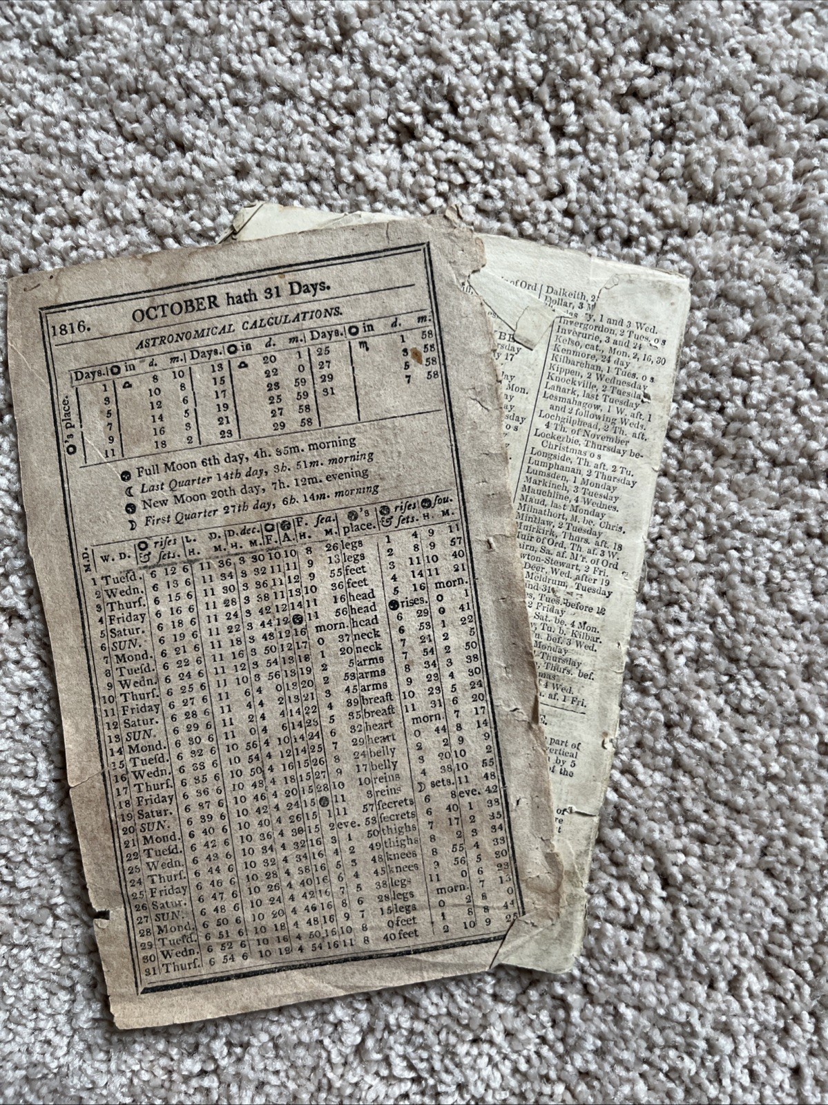 Orr’s Scottish Almanac 1872 – Approx 20 Pages – Ephemera
