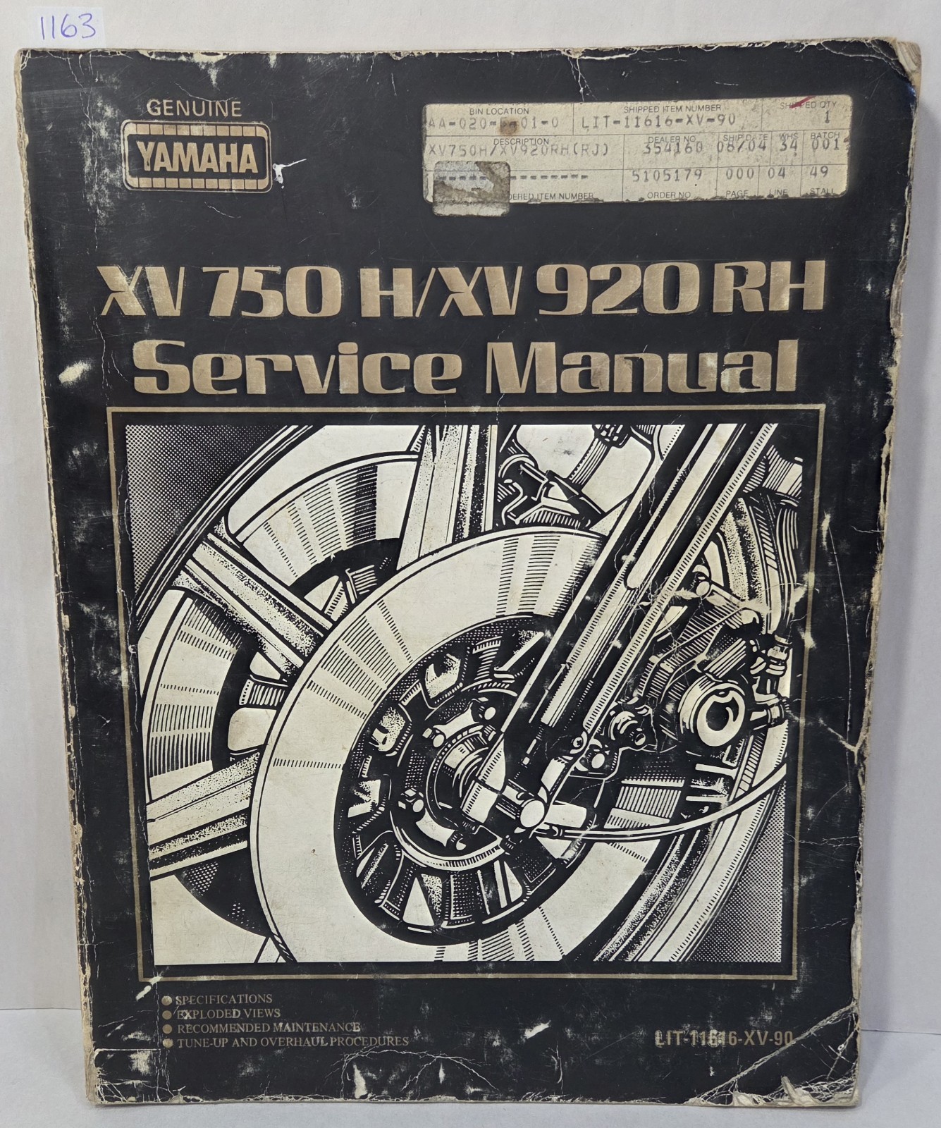 Genuine Yamaha XV750 H, XV920 RH Service Manual Shop Repair Book OEM XV 750 920