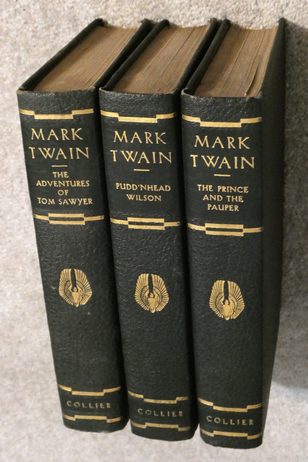 3 Mark Twain Collier Hardcover Book Lot Tom Sawyer Pudd’nhead Prince Pauper