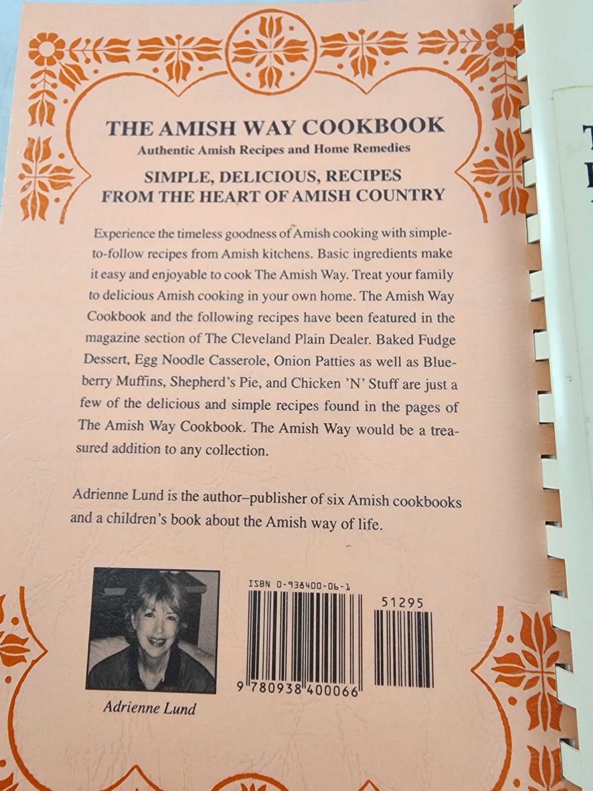 The Amish Way Cookbook Adrienne Lund 1994 Revised Home Remedies Spiral Bound