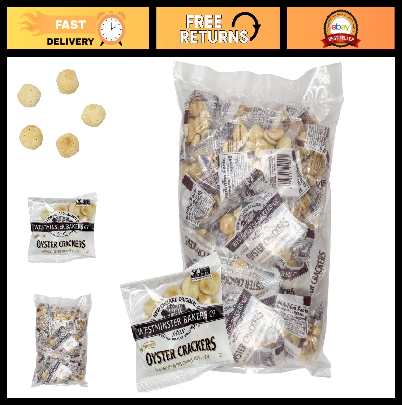 Oyster Crackers for Soups & Salads – 0.5 Oz Pack of 25 – Snack Size Treats