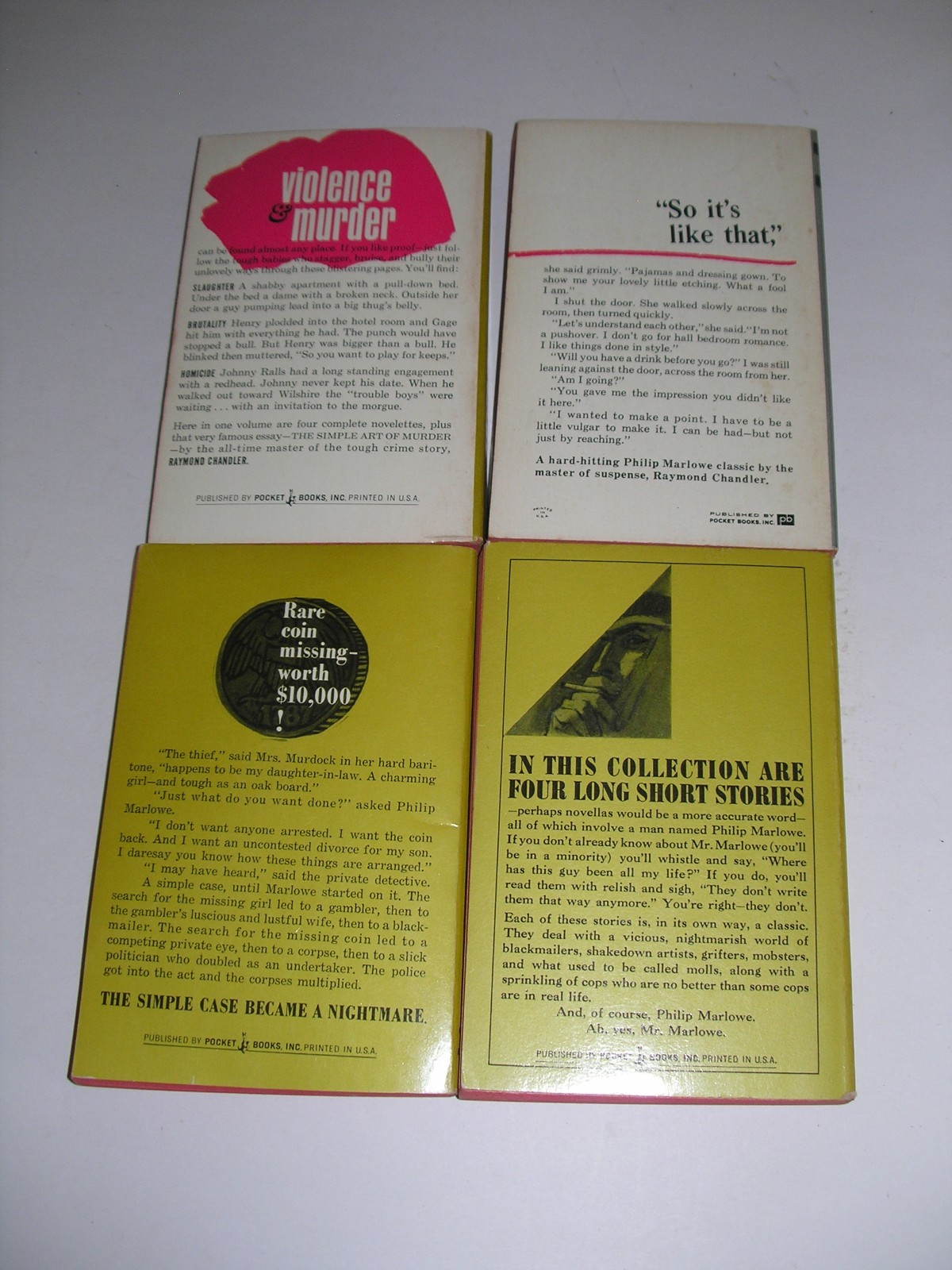 4 Raymond Chandler Phillip Marlowe Pparback books 1960`s