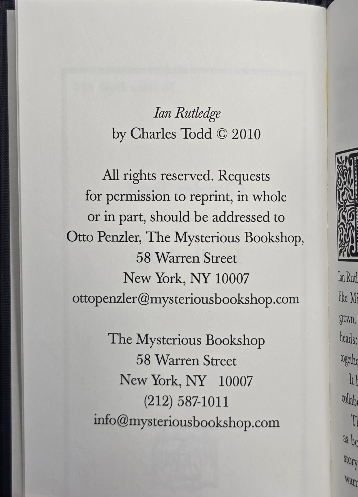 Charles Todd SIGNED x2 “Ian Rutledge” Mysterious Profile 1st Ed. Limited #36/100